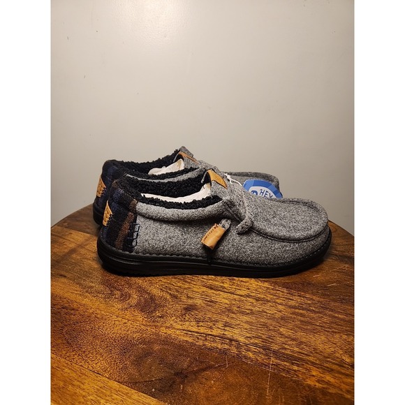 Hey Dude Wally Cozy Plaid Smoke Grey Multi Men\'s Sz 9 Slip On Loafers 44341-1VY‎ main image 5
